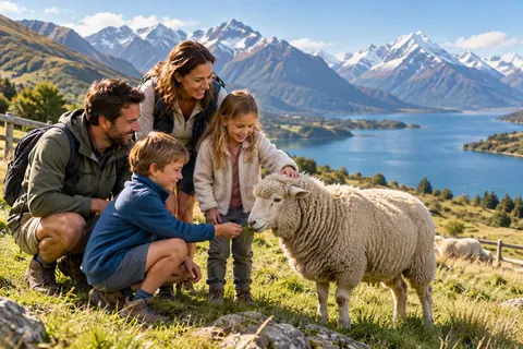 Aktivitätsillustration für Queenstown mit Kindern